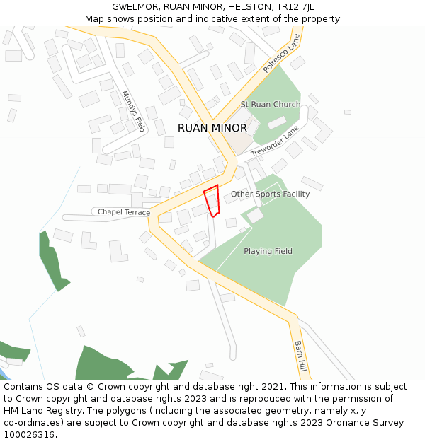 GWELMOR, RUAN MINOR, HELSTON, TR12 7JL: Location map and indicative extent of plot