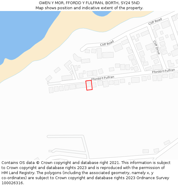 GWEN Y MOR, FFORDD Y FULFRAN, BORTH, SY24 5ND: Location map and indicative extent of plot