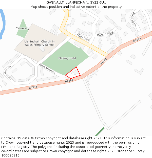GWENALLT, LLANFECHAIN, SY22 6UU: Location map and indicative extent of plot