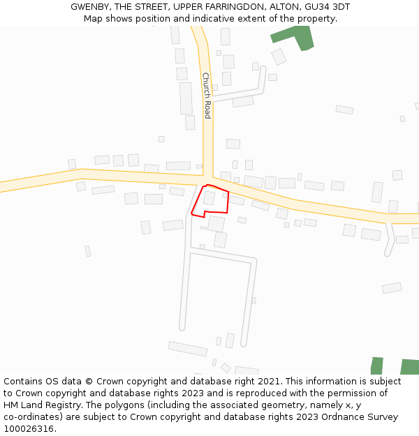 GWENBY, THE STREET, UPPER FARRINGDON, ALTON, GU34 3DT: Location map and indicative extent of plot