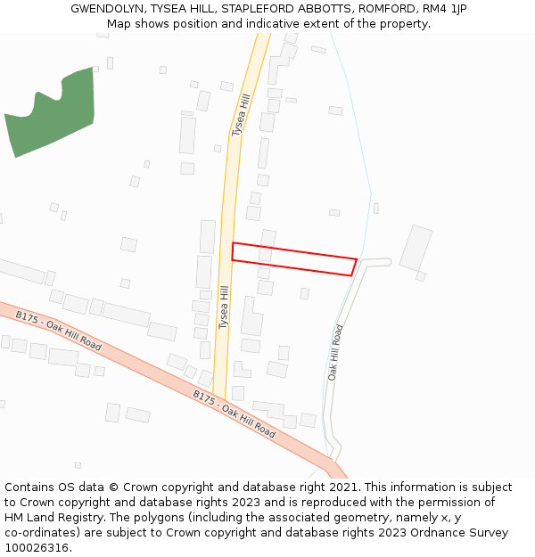 GWENDOLYN, TYSEA HILL, STAPLEFORD ABBOTTS, ROMFORD, RM4 1JP: Location map and indicative extent of plot