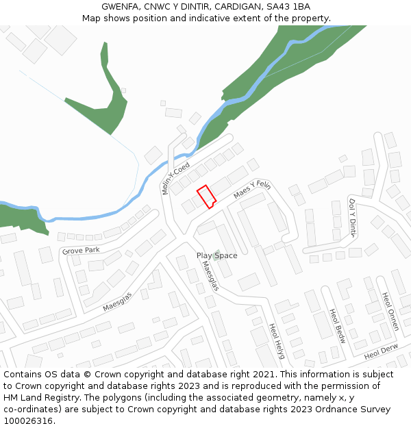 GWENFA, CNWC Y DINTIR, CARDIGAN, SA43 1BA: Location map and indicative extent of plot