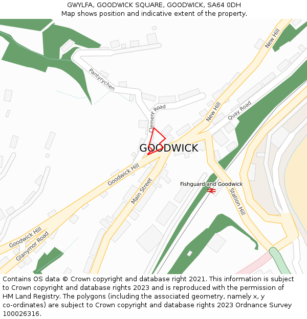 GWYLFA, GOODWICK SQUARE, GOODWICK, SA64 0DH: Location map and indicative extent of plot