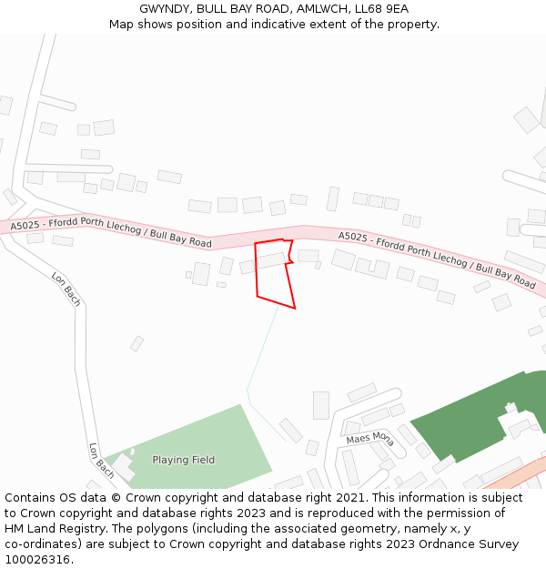 GWYNDY, BULL BAY ROAD, AMLWCH, LL68 9EA: Location map and indicative extent of plot