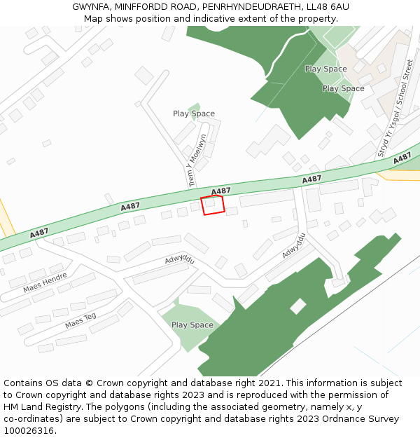 GWYNFA, MINFFORDD ROAD, PENRHYNDEUDRAETH, LL48 6AU: Location map and indicative extent of plot