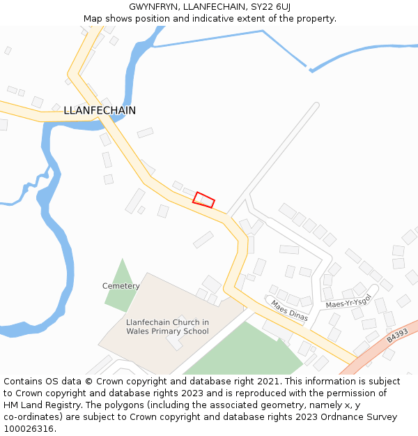 GWYNFRYN, LLANFECHAIN, SY22 6UJ: Location map and indicative extent of plot