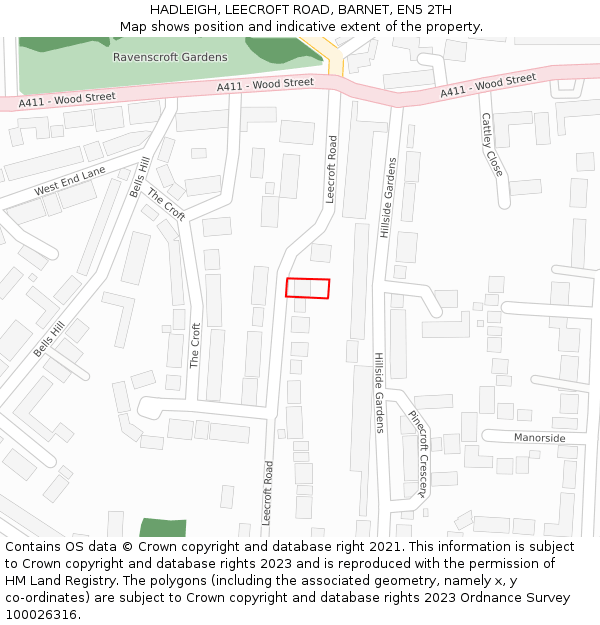 HADLEIGH, LEECROFT ROAD, BARNET, EN5 2TH: Location map and indicative extent of plot