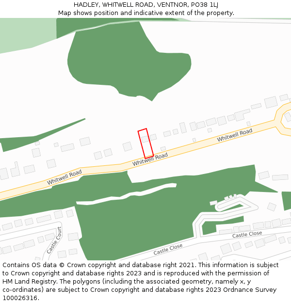 HADLEY, WHITWELL ROAD, VENTNOR, PO38 1LJ: Location map and indicative extent of plot
