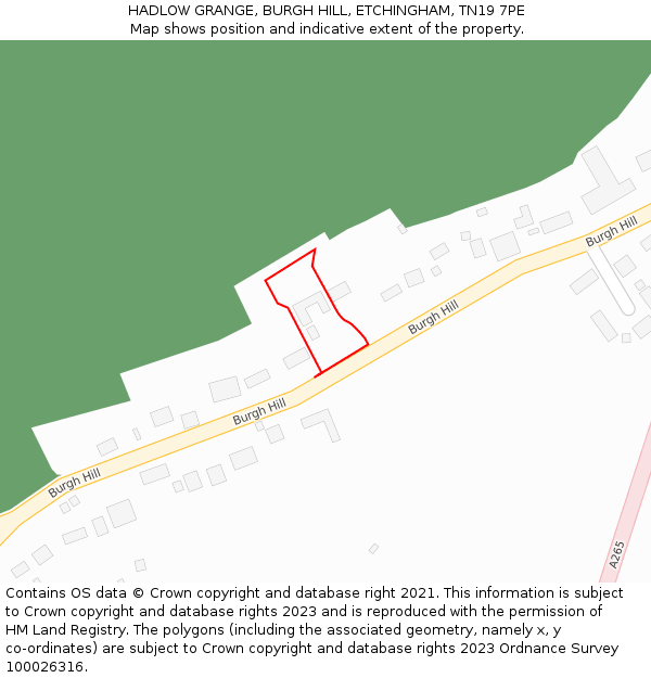 HADLOW GRANGE, BURGH HILL, ETCHINGHAM, TN19 7PE: Location map and indicative extent of plot