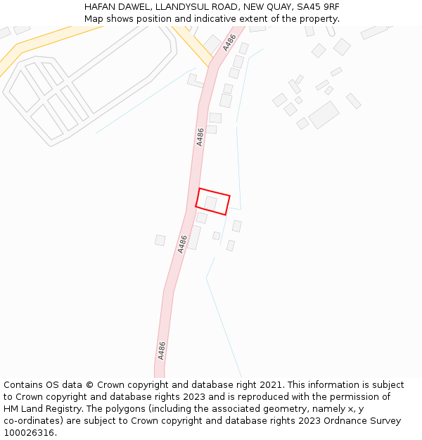 HAFAN DAWEL, LLANDYSUL ROAD, NEW QUAY, SA45 9RF: Location map and indicative extent of plot