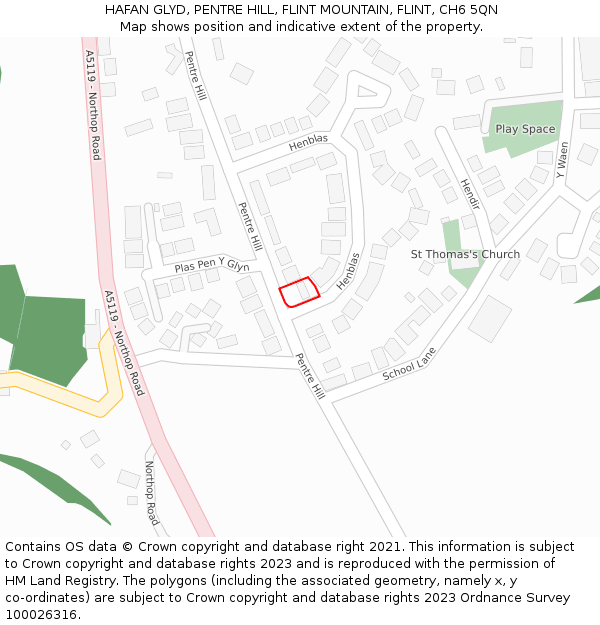 HAFAN GLYD, PENTRE HILL, FLINT MOUNTAIN, FLINT, CH6 5QN: Location map and indicative extent of plot