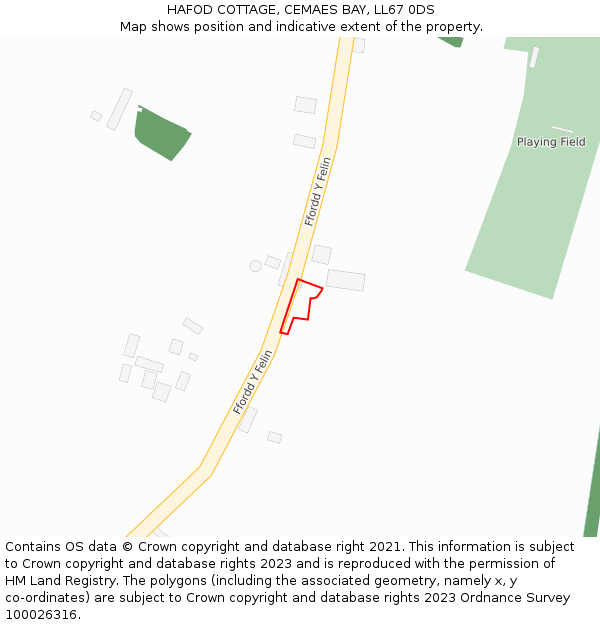 HAFOD COTTAGE, CEMAES BAY, LL67 0DS: Location map and indicative extent of plot