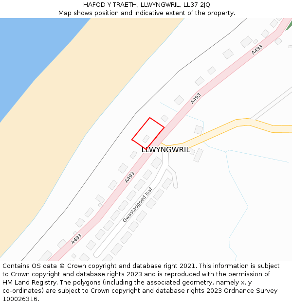 HAFOD Y TRAETH, LLWYNGWRIL, LL37 2JQ: Location map and indicative extent of plot