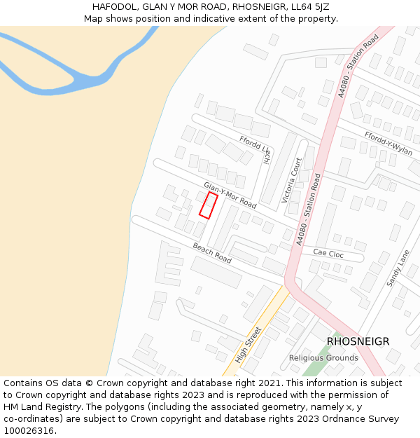 HAFODOL, GLAN Y MOR ROAD, RHOSNEIGR, LL64 5JZ: Location map and indicative extent of plot