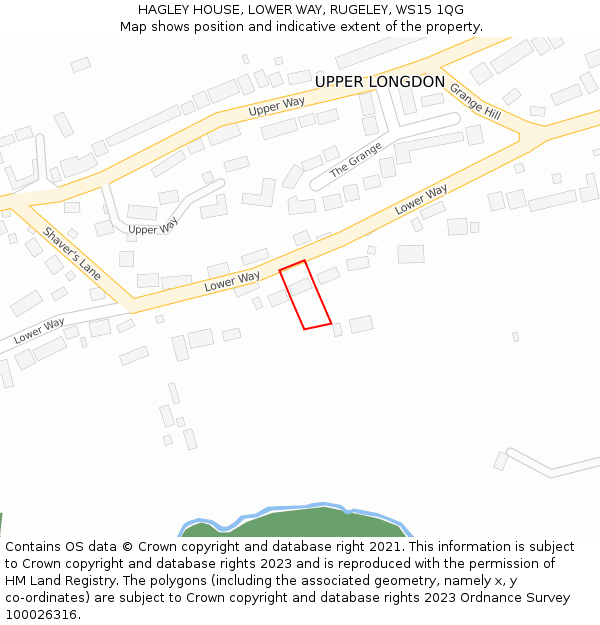 HAGLEY HOUSE, LOWER WAY, RUGELEY, WS15 1QG: Location map and indicative extent of plot