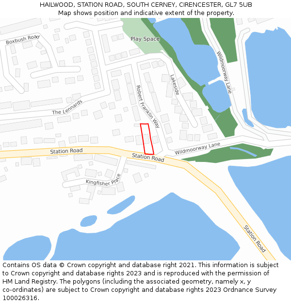 HAILWOOD, STATION ROAD, SOUTH CERNEY, CIRENCESTER, GL7 5UB: Location map and indicative extent of plot