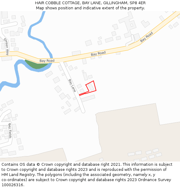 HAIR COBBLE COTTAGE, BAY LANE, GILLINGHAM, SP8 4ER: Location map and indicative extent of plot