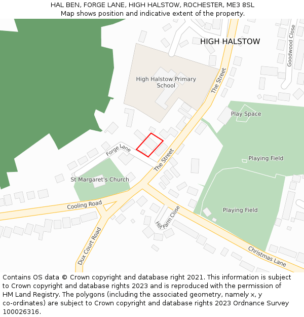 HAL BEN, FORGE LANE, HIGH HALSTOW, ROCHESTER, ME3 8SL: Location map and indicative extent of plot