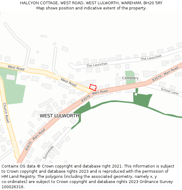 HALCYON COTTAGE, WEST ROAD, WEST LULWORTH, WAREHAM, BH20 5RY: Location map and indicative extent of plot