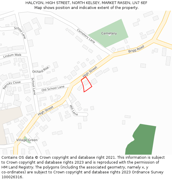 HALCYON, HIGH STREET, NORTH KELSEY, MARKET RASEN, LN7 6EF: Location map and indicative extent of plot