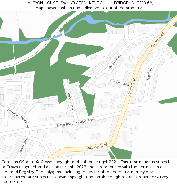 HALCYON HOUSE, SWN YR AFON, KENFIG HILL, BRIDGEND, CF33 6AJ: Location map and indicative extent of plot