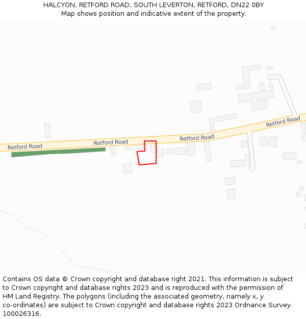 HALCYON, RETFORD ROAD, SOUTH LEVERTON, RETFORD, DN22 0BY: Location map and indicative extent of plot