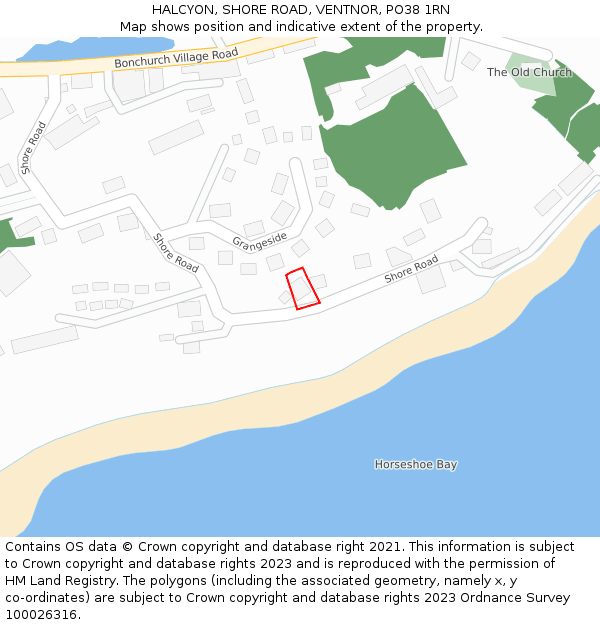 HALCYON, SHORE ROAD, VENTNOR, PO38 1RN: Location map and indicative extent of plot