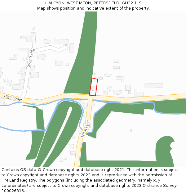 HALCYON, WEST MEON, PETERSFIELD, GU32 1LS: Location map and indicative extent of plot