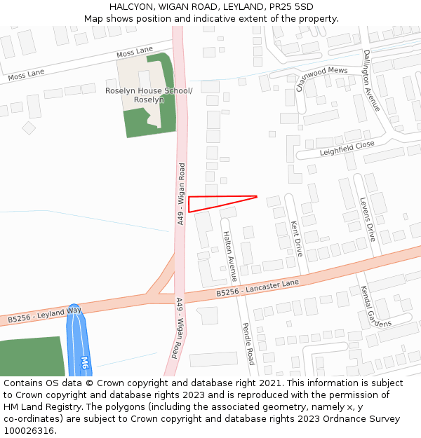 HALCYON, WIGAN ROAD, LEYLAND, PR25 5SD: Location map and indicative extent of plot