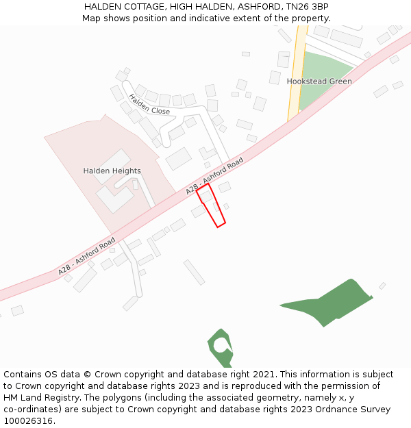 HALDEN COTTAGE, HIGH HALDEN, ASHFORD, TN26 3BP: Location map and indicative extent of plot