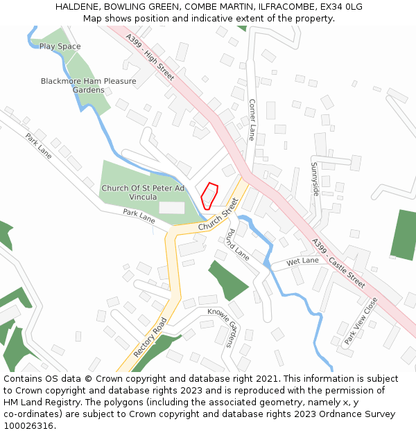 HALDENE, BOWLING GREEN, COMBE MARTIN, ILFRACOMBE, EX34 0LG: Location map and indicative extent of plot