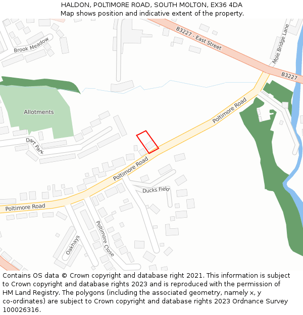 HALDON, POLTIMORE ROAD, SOUTH MOLTON, EX36 4DA: Location map and indicative extent of plot