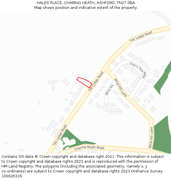 HALES PLACE, CHARING HEATH, ASHFORD, TN27 0BA: Location map and indicative extent of plot