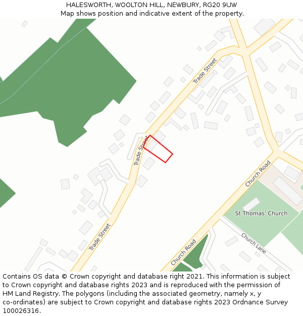 HALESWORTH, WOOLTON HILL, NEWBURY, RG20 9UW: Location map and indicative extent of plot