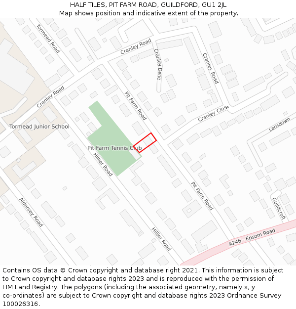 HALF TILES, PIT FARM ROAD, GUILDFORD, GU1 2JL: Location map and indicative extent of plot