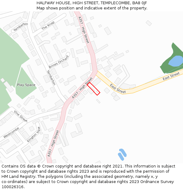 HALFWAY HOUSE, HIGH STREET, TEMPLECOMBE, BA8 0JF: Location map and indicative extent of plot