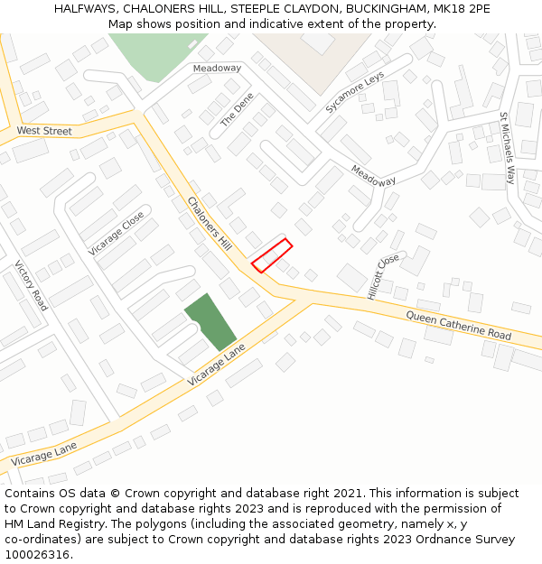 HALFWAYS, CHALONERS HILL, STEEPLE CLAYDON, BUCKINGHAM, MK18 2PE: Location map and indicative extent of plot