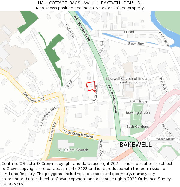 HALL COTTAGE, BAGSHAW HILL, BAKEWELL, DE45 1DL: Location map and indicative extent of plot