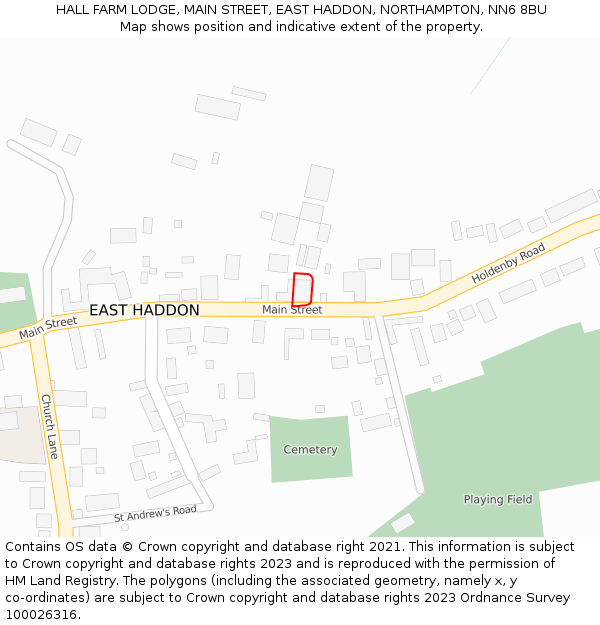 HALL FARM LODGE, MAIN STREET, EAST HADDON, NORTHAMPTON, NN6 8BU: Location map and indicative extent of plot