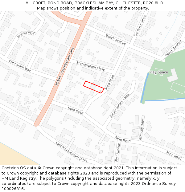 HALLCROFT, POND ROAD, BRACKLESHAM BAY, CHICHESTER, PO20 8HR: Location map and indicative extent of plot