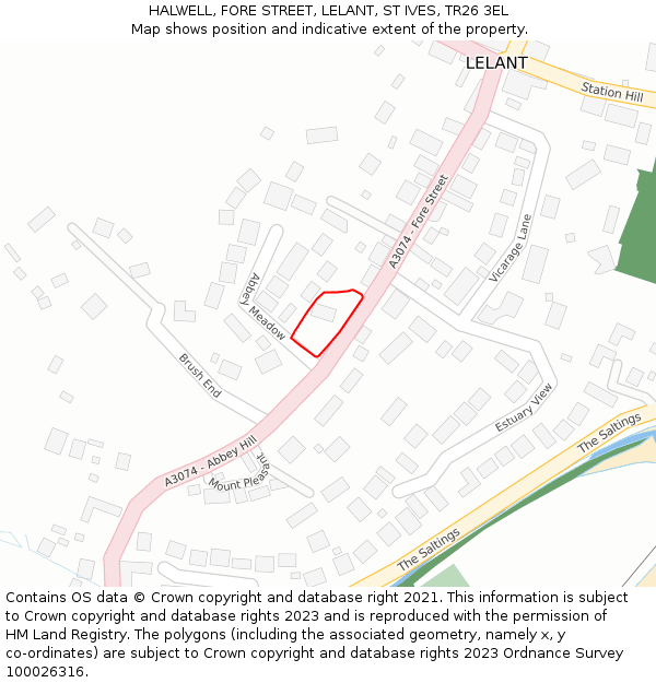 HALWELL, FORE STREET, LELANT, ST IVES, TR26 3EL: Location map and indicative extent of plot