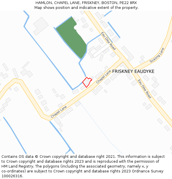 HAMLON, CHAPEL LANE, FRISKNEY, BOSTON, PE22 8RX: Location map and indicative extent of plot