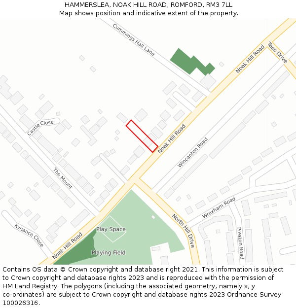 HAMMERSLEA, NOAK HILL ROAD, ROMFORD, RM3 7LL: Location map and indicative extent of plot