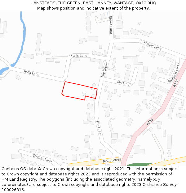 HANSTEADS, THE GREEN, EAST HANNEY, WANTAGE, OX12 0HQ: Location map and indicative extent of plot
