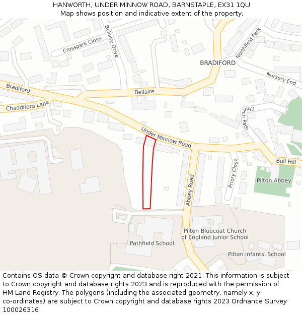 HANWORTH, UNDER MINNOW ROAD, BARNSTAPLE, EX31 1QU: Location map and indicative extent of plot