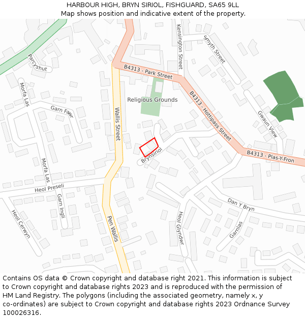 HARBOUR HIGH, BRYN SIRIOL, FISHGUARD, SA65 9LL: Location map and indicative extent of plot