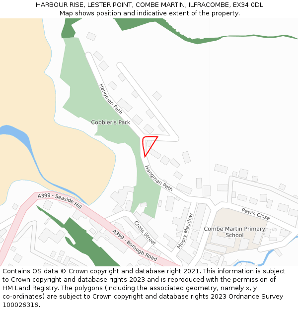 HARBOUR RISE, LESTER POINT, COMBE MARTIN, ILFRACOMBE, EX34 0DL: Location map and indicative extent of plot