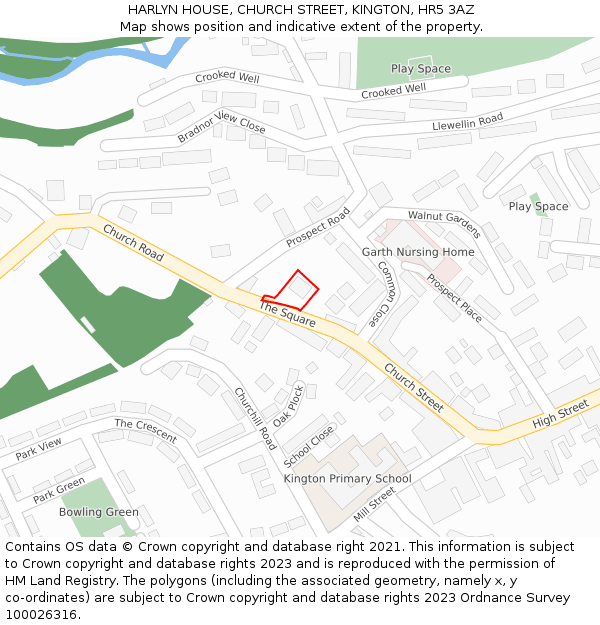 HARLYN HOUSE, CHURCH STREET, KINGTON, HR5 3AZ: Location map and indicative extent of plot