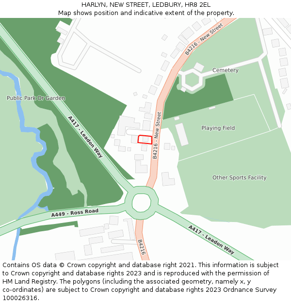 HARLYN, NEW STREET, LEDBURY, HR8 2EL: Location map and indicative extent of plot