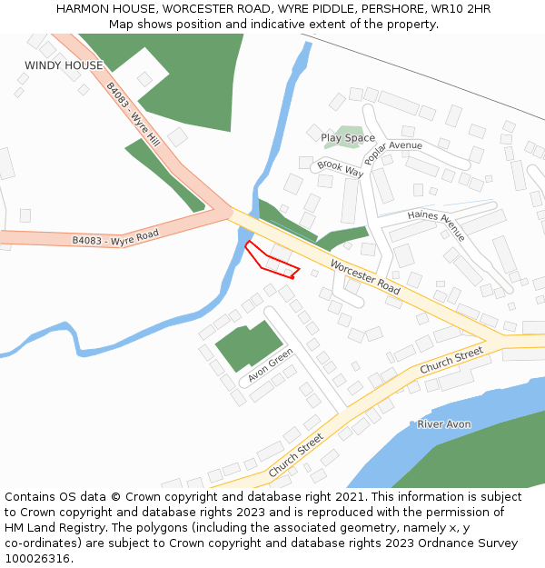 HARMON HOUSE, WORCESTER ROAD, WYRE PIDDLE, PERSHORE, WR10 2HR: Location map and indicative extent of plot